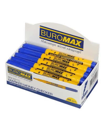 Маркер «MONEY CHECKER» для перевірки банкнот, прозорий, товщина лінії 1,5-2 мм, ТМ Buromax