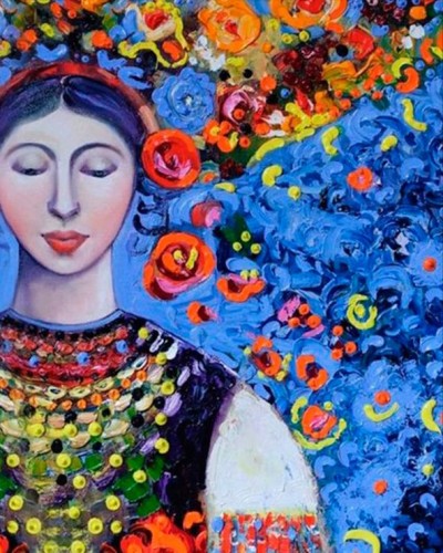 Набір з алмазною мозаїкою «Чарівна Українка» 40х50 см, ТМ SANTI