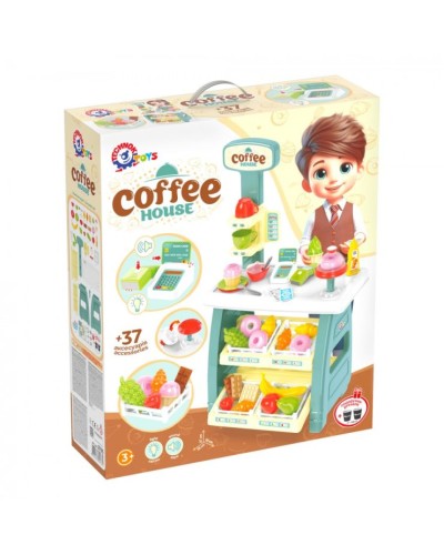 Ігровий набір «Кав'ярня» з 37 предметів зі світлом та звуком, на батарейці, у коробці 58х48х15,5 см, ТМ Технок
