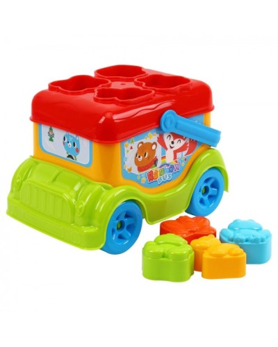 Автобус-сортер «Rainbow» 17,5х12,5х13,5 см з 4 фігурками тварин, у сітці , ТМ Технок