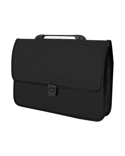 Портфель «Вишиванка» А4 на застібці з ребристою фактурою на одне відділення, чорний, ТМ Economix