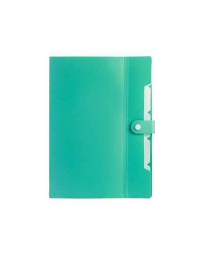 Папка пластикова А4 на 6 відділень на кнопці з розширенням, м'ятна,ТМ Optima