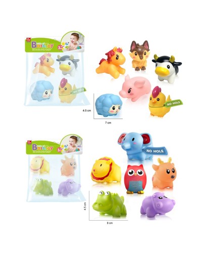 Набір іграшок для купання з 4 тварини 4,5х8 см, в асортименті, у пакеті 18х21х5 см