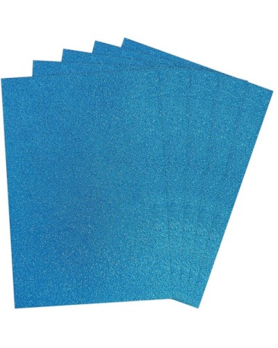 Фоаміран A4 товщиною 1,3 мм 5 аркушів з глітером, блакитний, ТМ Мандарин