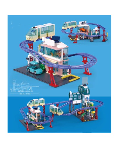 Конструктор «Гілка метро» 38,1х15 см на 379 деталей з машинкою, вагонам та фігурками, у корорбці 42,5х33х7 см, SLUBAN