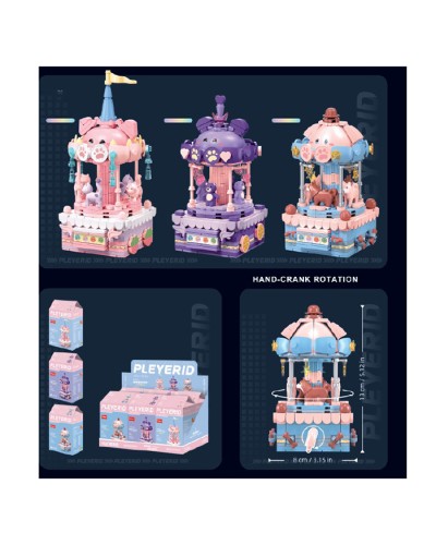 Конструктор «Парк розваг.Карусель» 9х15,5 см з фігурками, в асортименті, у коробці 12х18,5х8 см 6 шт у дисплеї 36,5х19х16,5 см, SLUBAN