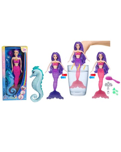 Лялька «Русалка» 33 см з хвістом, що змінює колір та фігуркою морського коника 20 см, з аксесуарами, у коробці 15,5х35х6 см