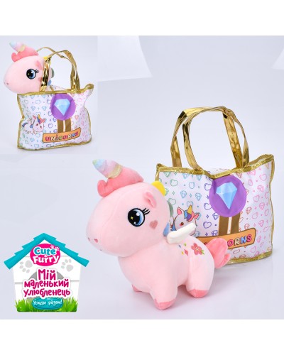 М'яка іграшка «Єдиноріг» 30 см з сумкою, у пакеті 36х26х10 см