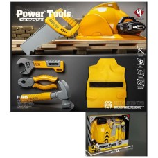 Набір інструментів: каска 24х20х14 см зі світлом, жилет, пила, молоток, плоскогубці, гайковий ключ, на батарейці, у корбці 41х31х1