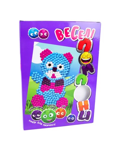 Набір для творчості «Веселі помпони. Ведмедик», у коробці 30х22х2 см, ТМ Strateg