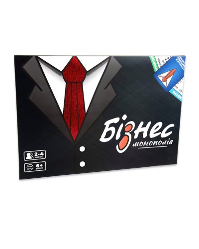 Настільна гра «Бізнес» розважальна з ігровим полем та необхідними аксесуарами для 2-4 гравців, у коробці 37х25,5х3 см, ТМ Strateg