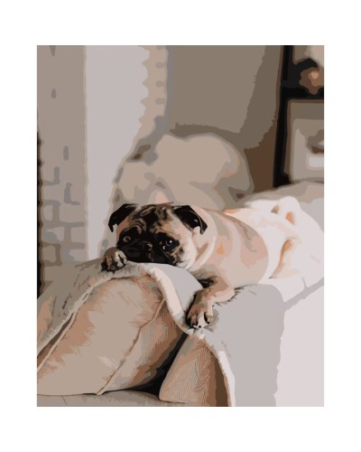 Картина за номерами «Мопсик на відпочинку» 40х50 см, ТМ Strateg