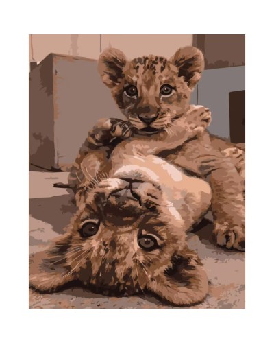 Картина за номерами «Діти-львенята» 40х50 см, ТМ Strateg