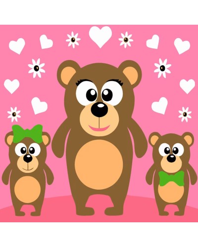 Картина за номерами «Ласкава ведмедиця з малюками» 20х20 см, ТМ Strateg