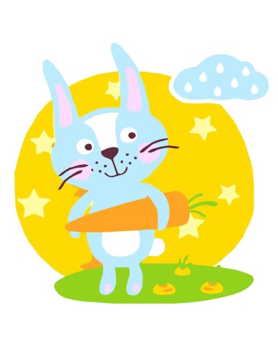 Картина за номерами «Кролик із морквою» 20х20 см, ТМ Strateg