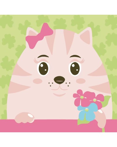 Картина за номерами «Кошеня з квітками» 20х20 см, ТМ Strateg