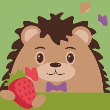 Картина за номерами «Їжак з полуницею» 20х20 см, ТМ Strateg