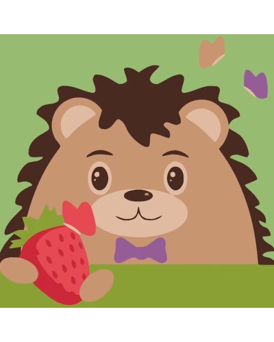 Картина за номерами «Їжак з полуницею» 20х20 см, ТМ Strateg