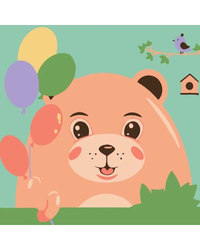 Картина за номерами «Ведмежа з кульками» 20х20 см, ТМ Strateg