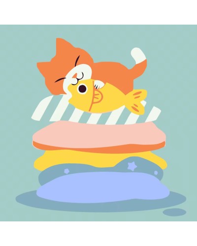 Картина за номерами «Кіт на подушці з ласощами» 20х20 см, ТМ Strateg