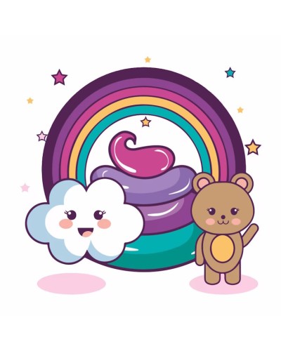 Картина за номерами «Хмаринка з веселкою та ведмежатком» 30х30 см, ТМ Strateg