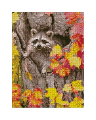 Набір з алмазною мозаїкою «Єнотик восени» 30х40 см, ТМ Strateg