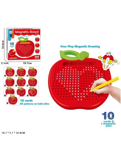 Мозаїка-дощечка магнітна для малювання з паличкою на 10 карток та 20 малюнків, у коробці 19,7х2,1х18,9 см