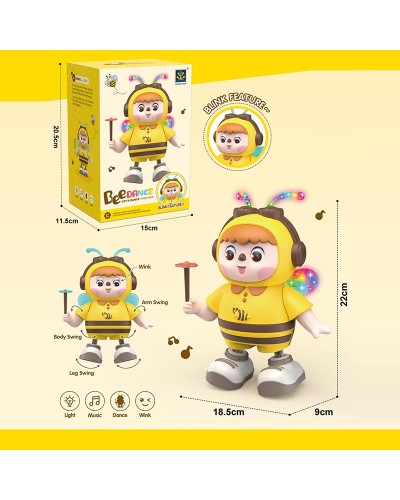 Бджілка музична 18,5х9х22 см зі світлом, звуком та рухомими деталями, на батарейці, у коробці 15х11,5х20,5 см