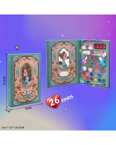 Дитяча косметика зі світлом: палетка тіней, помада, лаки, аксесуари, на батарейці, у коробці 18х3х25 см