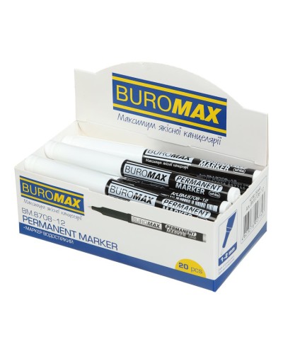 Маркер водостійкий білий 1-2 мм,ТМ Buromax