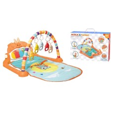 Килимок для немовляти 2 в 1 74х45 см з дугою та 5 підвісками, музичним піаніно зі світлом, шарудить, на батарейці, у коробці 44х30х13 см