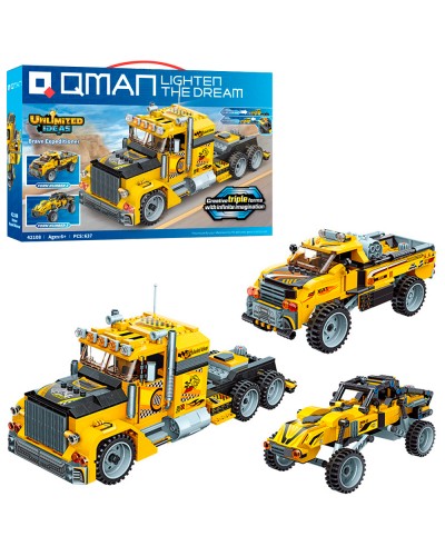Конструктор «Машина» 3 в 1 на 637 деталей інерційний, у коробці 52х34х6,5 см, Qman