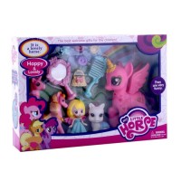 Ігровий набір: 4 конячки зі світлом та звуком 21см, 13см, 10см, 7см, лялька 10,5 см та аксесуари, на батарейці, у коробці 39х27х8,