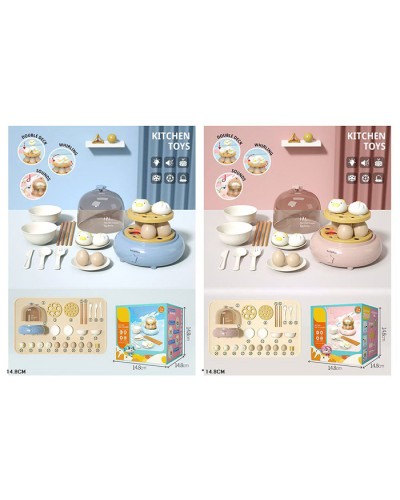 Іграшкова пароварка 14х14х17 см музична з посудом та продуктами, на батарейці, в асортименті, у коробці 15х15х15 см