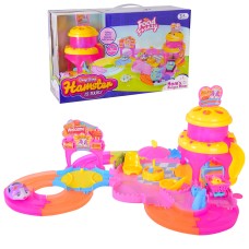 Ігровий набір «Маленькі хом'яки»: бургерна, міні-трек, хом`як 5 см, стіл з парасолькою, 2 стільці, продуктовий візок, у коробці 40х13х24,5 см