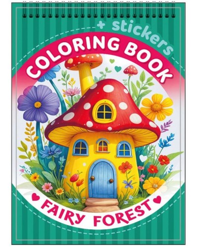 Розмальовка на 12 аркушів з наліпками на спіралі 10,5х15 см, ТМ Мандарин