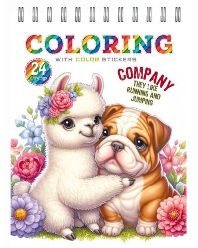 Розмальовка на 12 аркушів з наліпками на спіралі 15х21 см, ТМ Манадрин