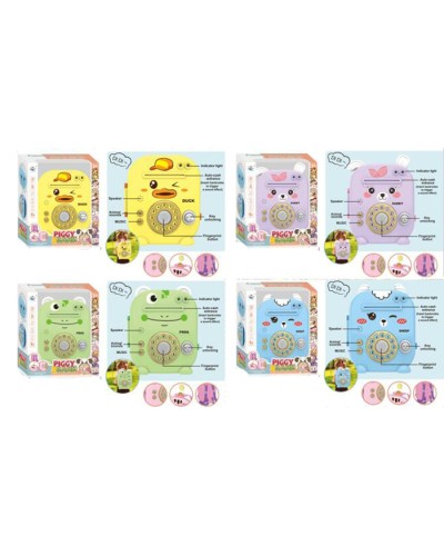 Банківський термінал-скарбничка «Кумедні звірятка» 17х20х8,5 см музичний зі звуком, світлом, ключем та довгою ручкою, на батарейці, в асортименті, у коробці 21,5х25х9,5 см