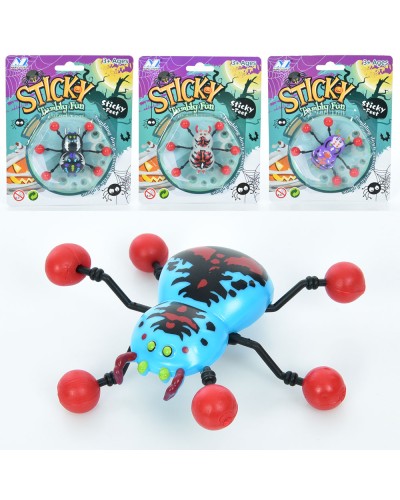 Гра «Павук» 7 см з клейкими лапками, ковзає по вертикальній поверхні, в асортименті, на планшетці 14х17х3 см