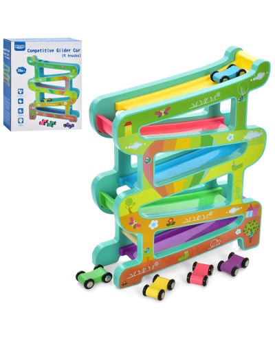 Трек на 5 доріжок та 5 машинок по 4 см, у коробці 29х24х8 см