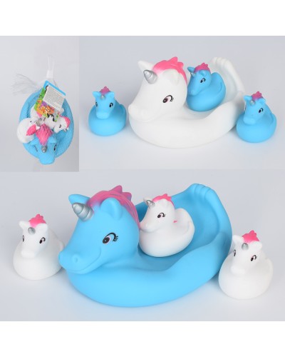 Набір для купання «Єдиноріг» з 4 фігурок: одна 17 см та три по 5,5 см, в асортименті, у сітці 18х10х12 см