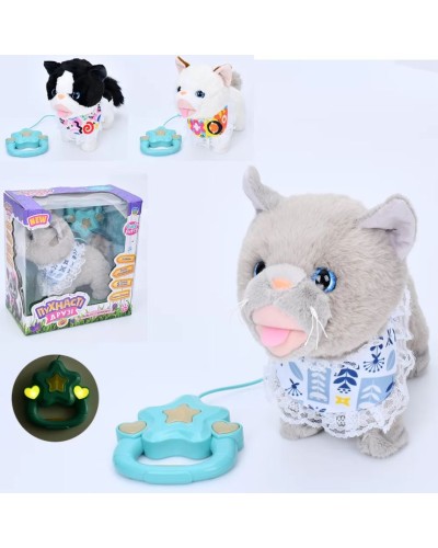 Кіт 25 см музичний з повідком-пультом та українською озвучкою, ходить та рухає хвостом, на батаейці, в асортименті, у коробці 28х27х15 см