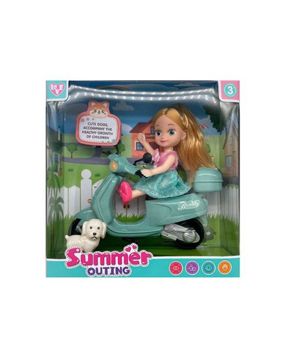 Лялька 15 см з мотоциклом 18 см та песиком 5 см, у коробці 22х22,5х7,5 см