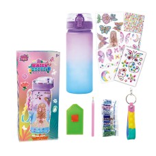 Набір для творчості «Пляшка для води» 600 мл висотою 20 см з наліпками-стразами та алмазною мозаїкою, у коробці 9,5х21х8,5 см