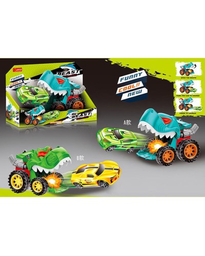Машинка-трек «Динозавр» 18 см на запуску з машинкою 7 см, в асортименті, у коробці 22,5х16х13 см