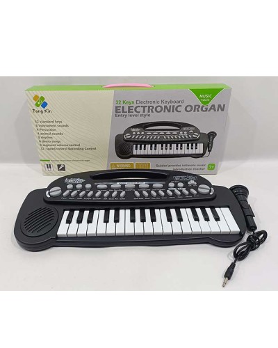 Синтезатор 38х19,5 см музичний на 32 клавіші з мікрофоном, записом та звуками тварин, на батарейці, у коробці 42х20х5,5 см