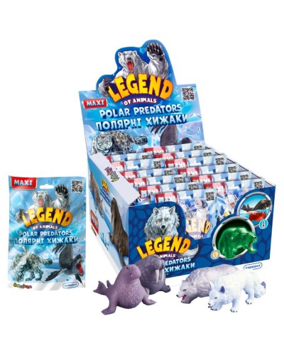 Стретч-іграшка «LEGEND OF ANIMALS МАКСІ. Полярні хижаки» 10 см, в асортименті, 12 шт у дисплеї 25х7х18 см