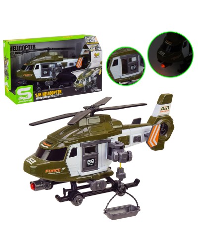 Вертоліт 29 см 1:16 зі світлом та звуком, на батарейці, у коробці 31,5х18,5х12,5 см