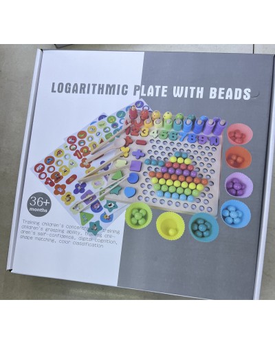 Мозаїка-сортер 5 в 1: цифри. геметричні фігури, кульки, магнітна рибалка, у коробці 32х31х8 см