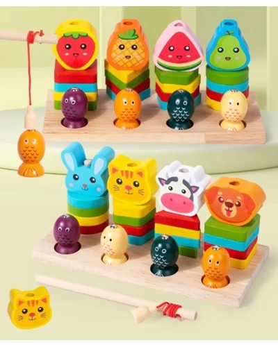 Ігровий набір «Веселі тваринки»: сортер, магнітна рибалка, пірамідки, в асортименті, у коробці 20х19,5х9 см